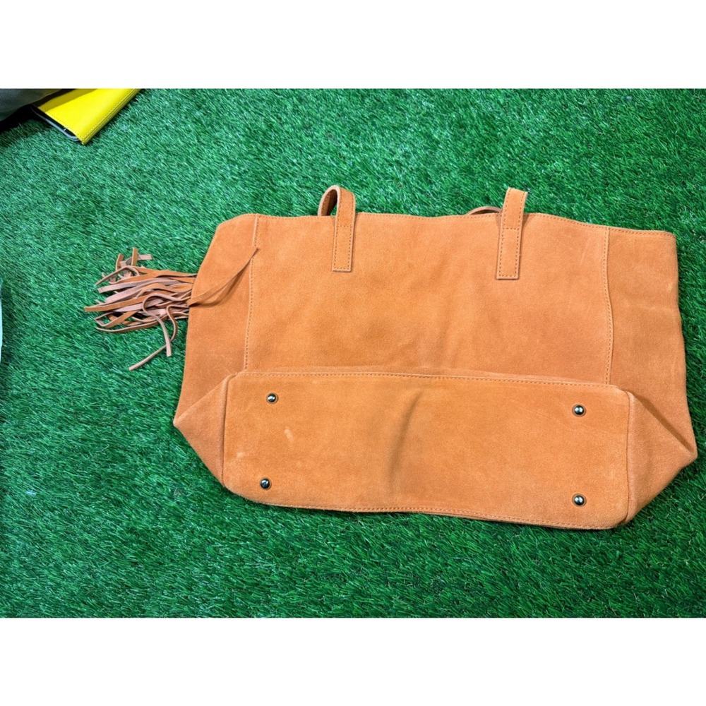 MILA Made in Los Angeles Suede Fringe Tote Bag Burnt Orange - Picture 3 of 8